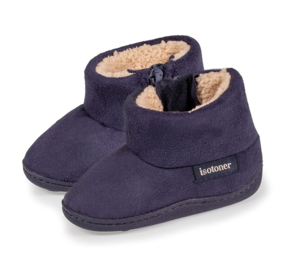 Enfant Isotoner | Chaussons Bottillons Zip Bebe Marine