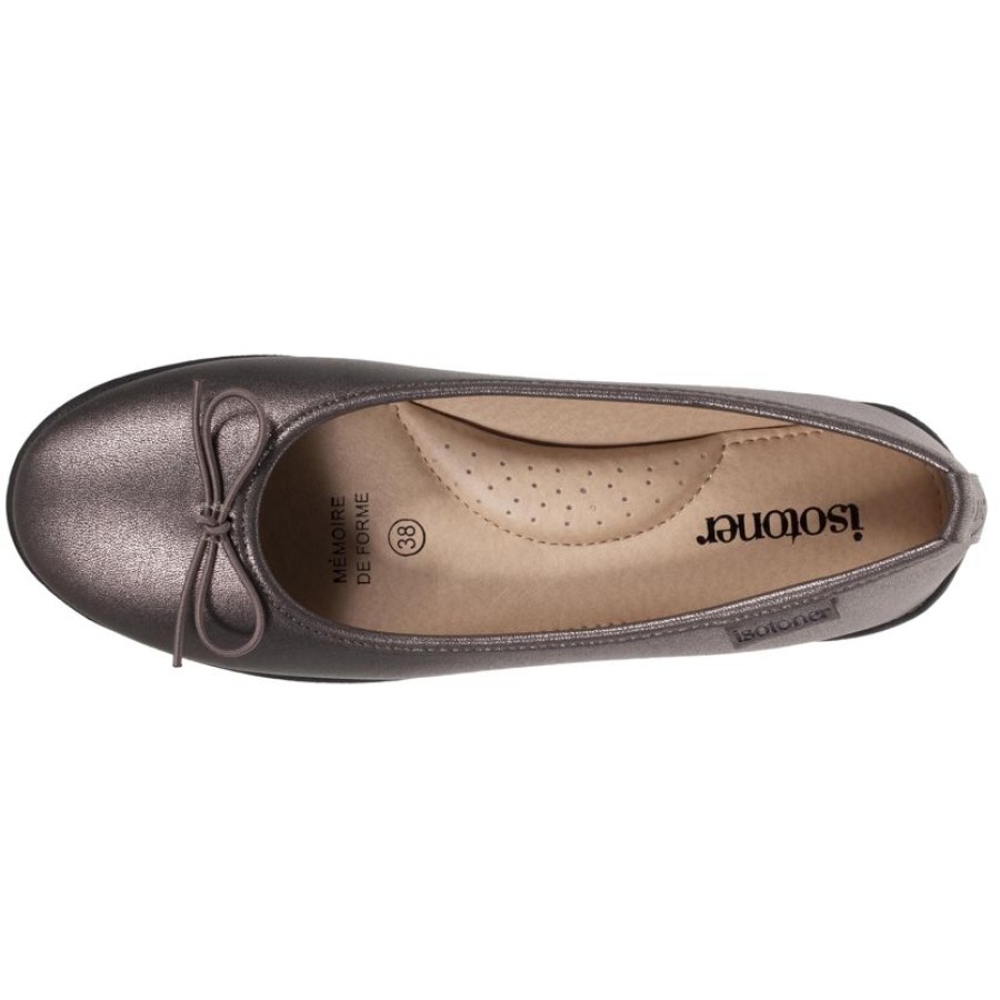 Femme Isotoner | Ballerines Femme Gris Metalise